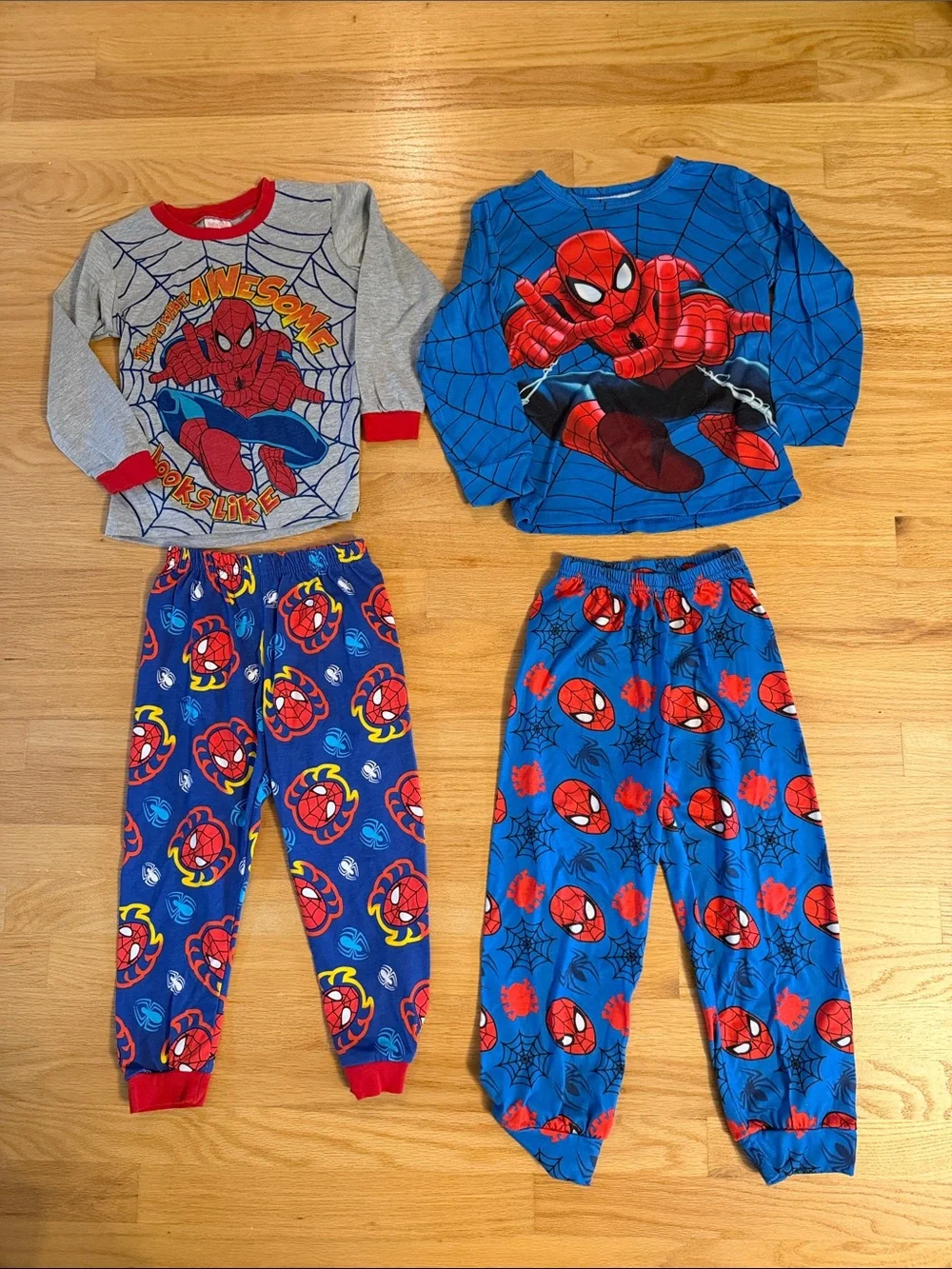2 sets Spiderman Marvel Kids Pajamas, 4 pcs, Size: 5/6